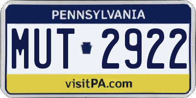 PA license plate MUT2922