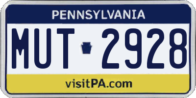 PA license plate MUT2928