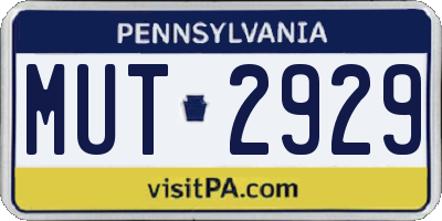 PA license plate MUT2929