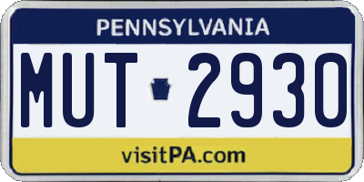 PA license plate MUT2930