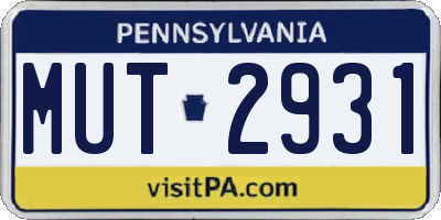 PA license plate MUT2931