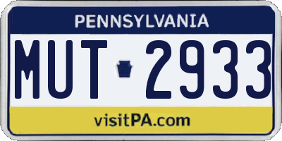 PA license plate MUT2933