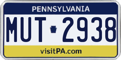 PA license plate MUT2938