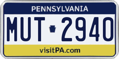 PA license plate MUT2940