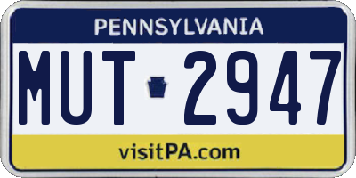 PA license plate MUT2947