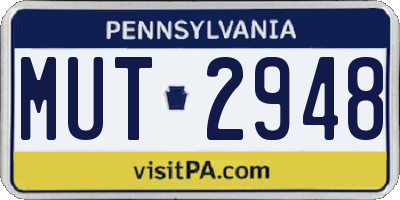 PA license plate MUT2948