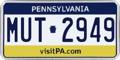 PA license plate MUT2949