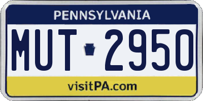 PA license plate MUT2950