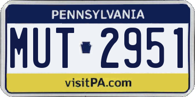 PA license plate MUT2951