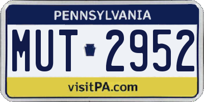 PA license plate MUT2952