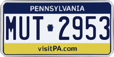 PA license plate MUT2953