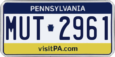 PA license plate MUT2961