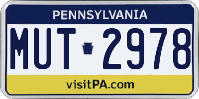 PA license plate MUT2978