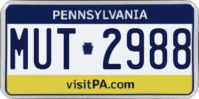 PA license plate MUT2988