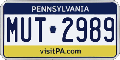 PA license plate MUT2989