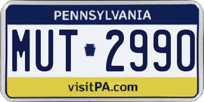 PA license plate MUT2990