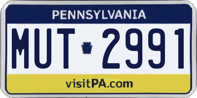 PA license plate MUT2991