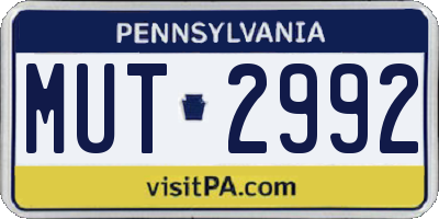 PA license plate MUT2992
