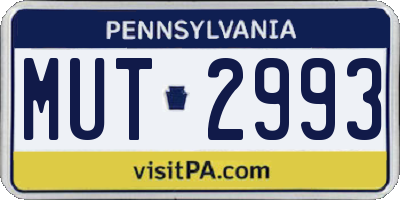 PA license plate MUT2993