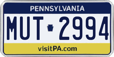 PA license plate MUT2994