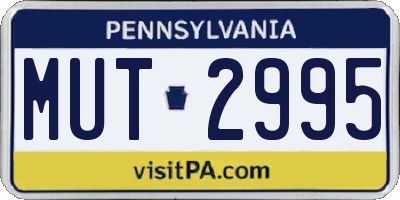 PA license plate MUT2995