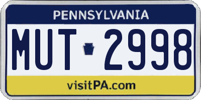PA license plate MUT2998