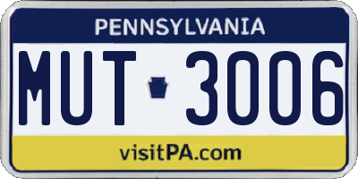 PA license plate MUT3006