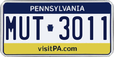 PA license plate MUT3011