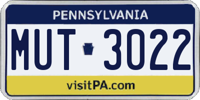 PA license plate MUT3022