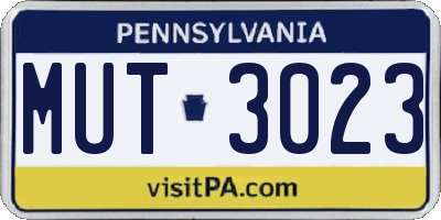 PA license plate MUT3023