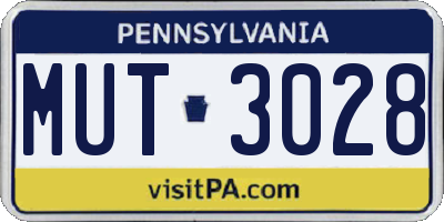 PA license plate MUT3028