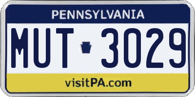 PA license plate MUT3029