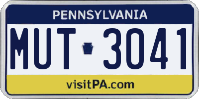 PA license plate MUT3041