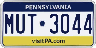 PA license plate MUT3044