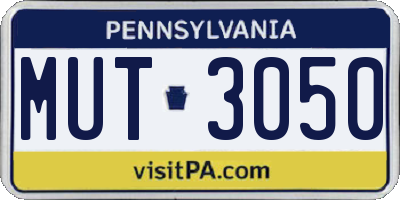 PA license plate MUT3050