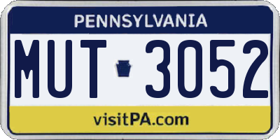 PA license plate MUT3052