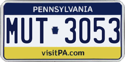 PA license plate MUT3053