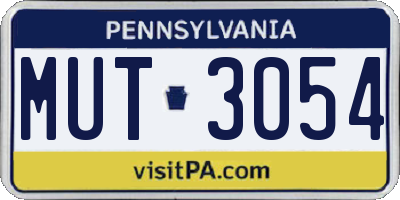 PA license plate MUT3054