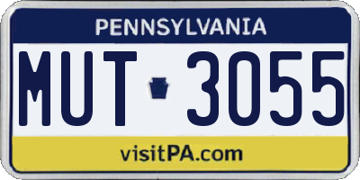 PA license plate MUT3055