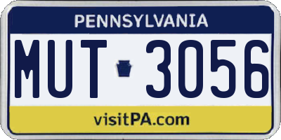 PA license plate MUT3056