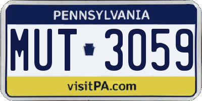 PA license plate MUT3059
