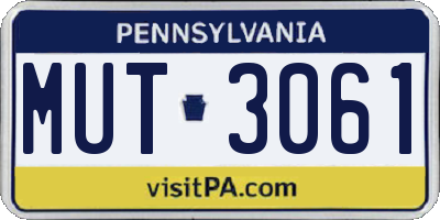 PA license plate MUT3061