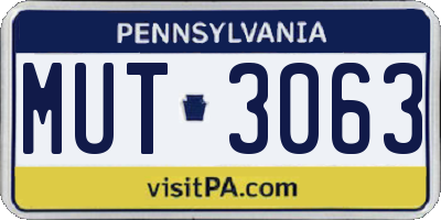 PA license plate MUT3063
