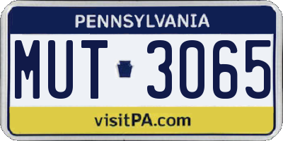 PA license plate MUT3065