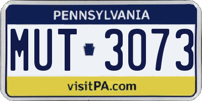 PA license plate MUT3073