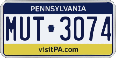 PA license plate MUT3074
