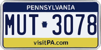 PA license plate MUT3078