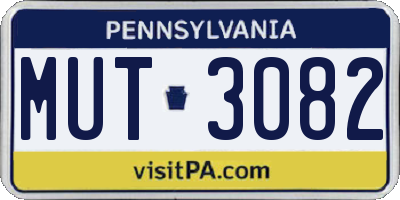 PA license plate MUT3082