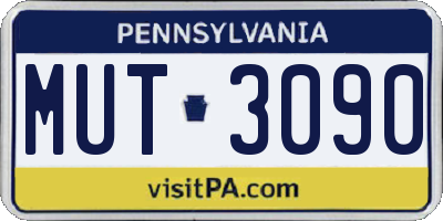 PA license plate MUT3090