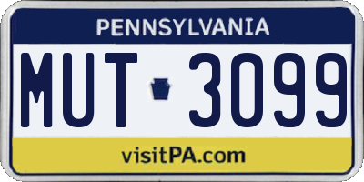 PA license plate MUT3099